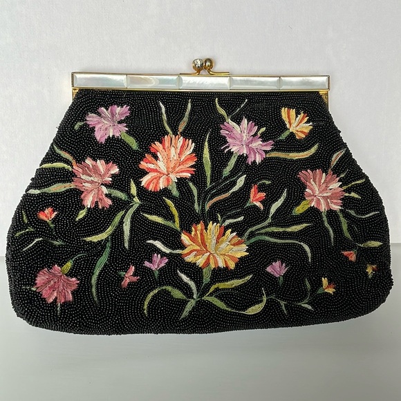 Vintage Bags By Josef Beaded Embroidered Clutch Bag Hand Beaded In France - Picture 1 of 13